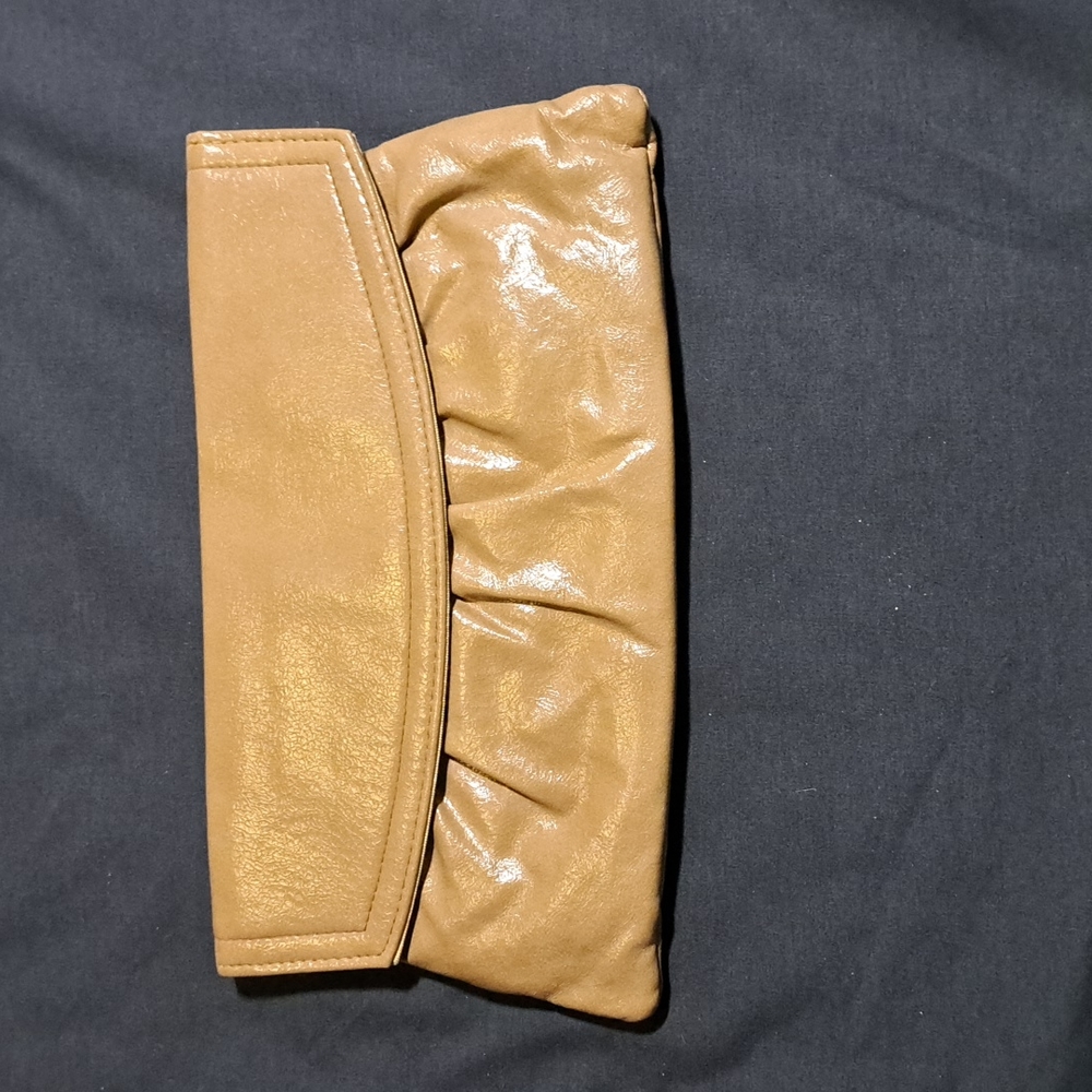 Vintage 80's Tan Faux Leather Clutch Bag